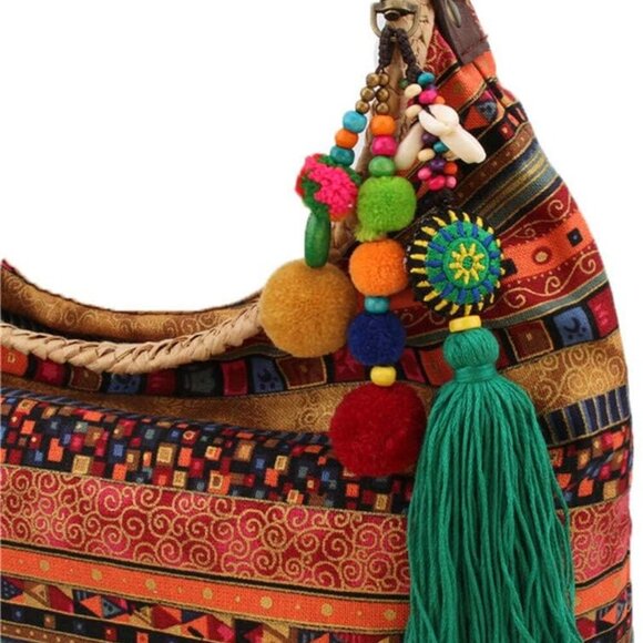 Pom Pom Shell Beads Tassel Purse Charms for Handbags Pendant Boho Keyring Keycha - Picture 6 of 6